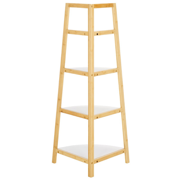 Safavieh Rainier Elegant 4-Tier Corner Shelf - Space-Saving Bamboo Design For Stylish Home Décor & Storage STG1910A