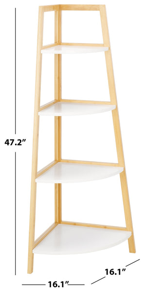 Safavieh Rainier Elegant 4-Tier Corner Shelf - Space-Saving Bamboo Design For Stylish Home Décor & Storage STG1910A