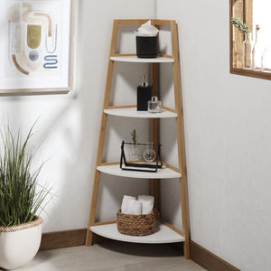 Safavieh Rainier Elegant 4-Tier Corner Shelf - Space-Saving Bamboo Design For Stylish Home Décor & Storage STG1910A