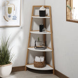 Safavieh Rainier 4 Tier Corner Shelf White / Natural STG1910A