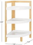 Safavieh Adler 3 Tier Corner Shelf White / Natural Bamboo STG1914A