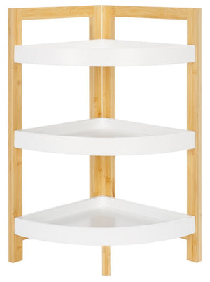 Safavieh Adler 3 Tier Corner Shelf White / Natural Bamboo STG1914A