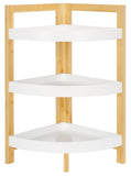 Safavieh Adler 3 Tier Corner Shelf White / Natural Bamboo STG1914A