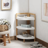 Safavieh Adler 3 Tier Corner Shelf White / Natural Bamboo STG1914A