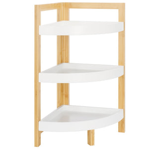 Safavieh Adler 3 Tier Corner Shelf White / Natural Bamboo STG1914A
