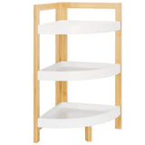 Safavieh Adler 3 Tier Corner Shelf White / Natural Bamboo STG1914A