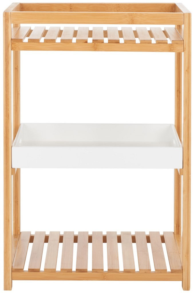 Safavieh Akio 3 Tier Shelf White / Natural Bamboo STG1915A