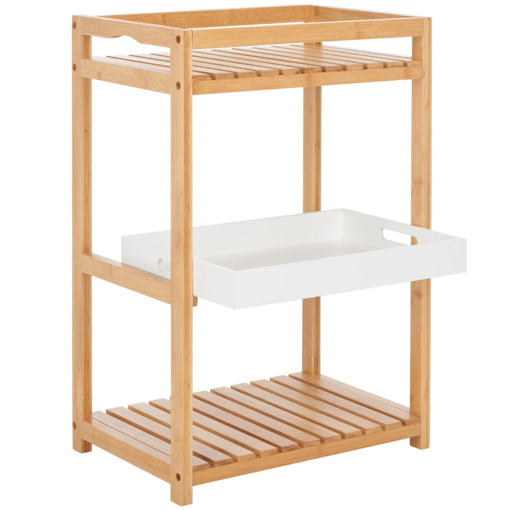Safavieh Akio 3-Tier Bamboo Shelf - Stylish Storage Solution For Kitchen, Bathroom, And Living Spaces, Easy Move STG1915A