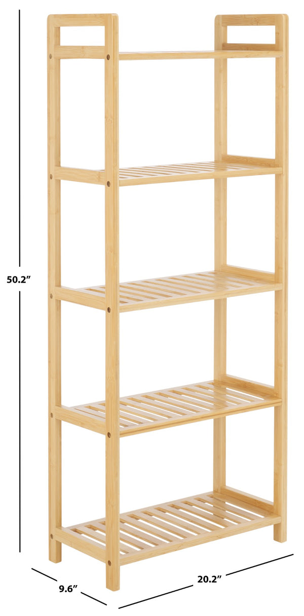 Safavieh Frigga 5-Tier Bamboo Shelf - Elegant Vertical Storage Solution For Modern & Rustic Interiors STG1918A