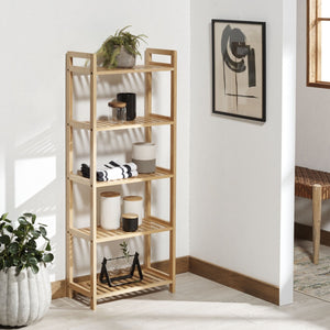 Safavieh Frigga 5-Tier Bamboo Shelf - Elegant Vertical Storage Solution For Modern & Rustic Interiors STG1918A