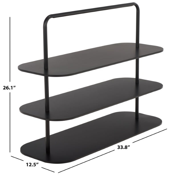 Safavieh Jordan 3 Tier Metal Shoe Rack Matte Powder Coated Organizer for Entryway or Closet Black STG2500A
