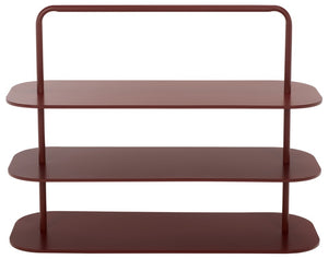 Safavieh Jordan 3 Tier Metal Shoe Rack Matte Powder Coated Organizer for Entryway or Closet Brick Red STG2500C