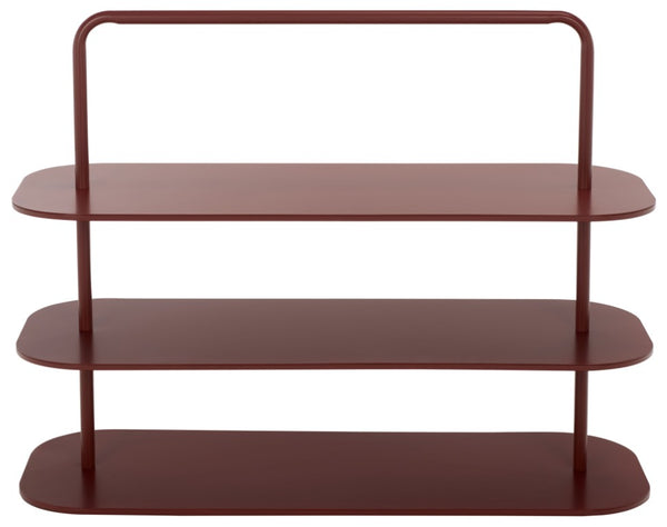 Safavieh Jordan 3 Tier Metal Shoe Rack Matte Powder Coated Organizer for Entryway or Closet Brick Red STG2500C