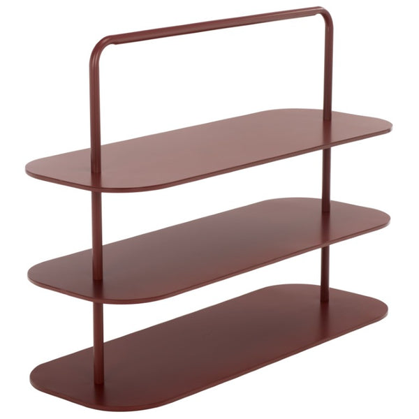 Safavieh Jordan 3 Tier Metal Shoe Rack Matte Powder Coated Organizer for Entryway or Closet Brick Red STG2500C