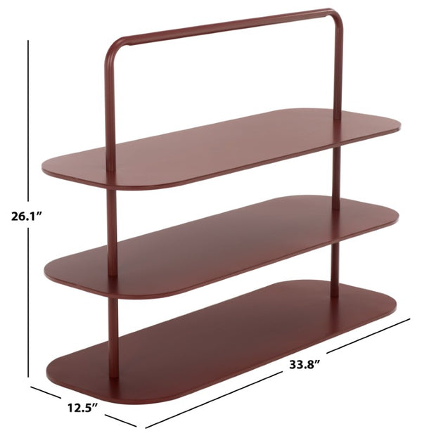 Safavieh Jordan 3 Tier Metal Shoe Rack Matte Powder Coated Organizer for Entryway or Closet Brick Red STG2500C