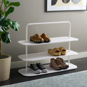 Safavieh Jordan 3-Tier Metal Shoe Rack - Stylish, Space-Saving Solution For Up To 12 Pairs Of Shoes At Home Offwhite STG2500D