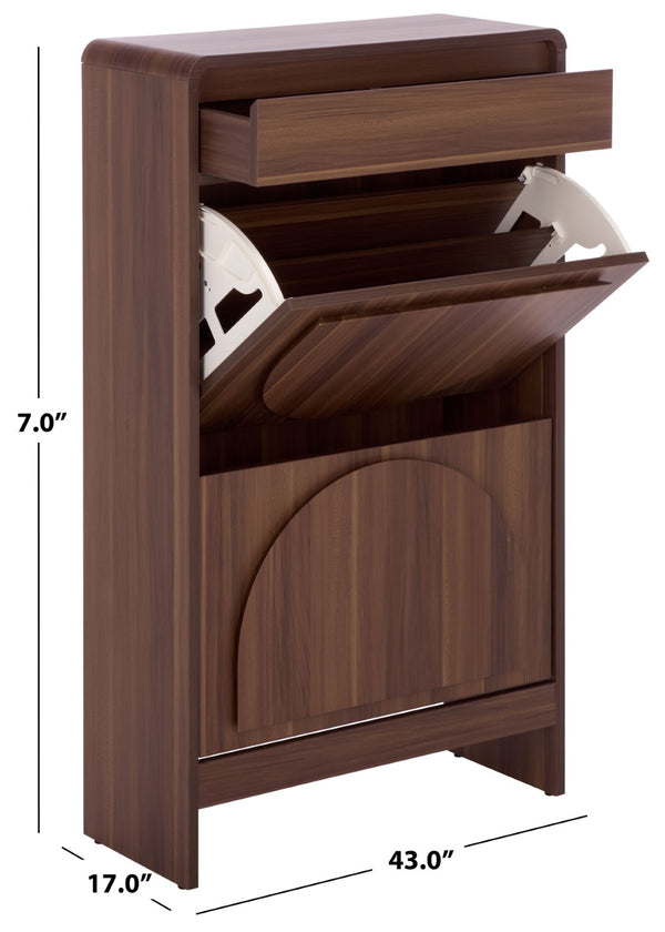 Safavieh Willam Shoe Rack - Stylish Engineered Wood Organizer For Entryway, Bedroom, Or Closet Space-Saving Design Walnut STG3100A