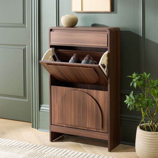 Safavieh Willam Shoe Rack - Elevate Your Storage With Chic Walnut Design For A Stylish, Organized Space Walnut Pb & Mdf Stg3100a