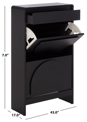 Safavieh Willam Shoe Rack - Stylish Engineered Wood Organizer For Entryway, Bedroom, Or Closet Space-Saving Design Black STG3100B