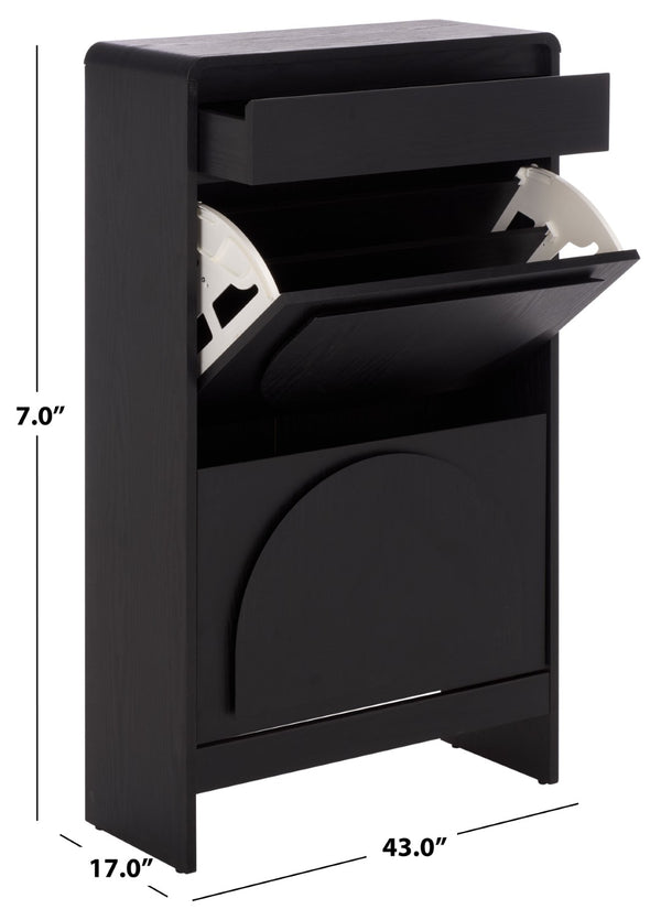 Safavieh Willam Shoe Rack - Stylish Engineered Wood Organizer For Entryway, Bedroom, Or Closet Space-Saving Design Black STG3100B