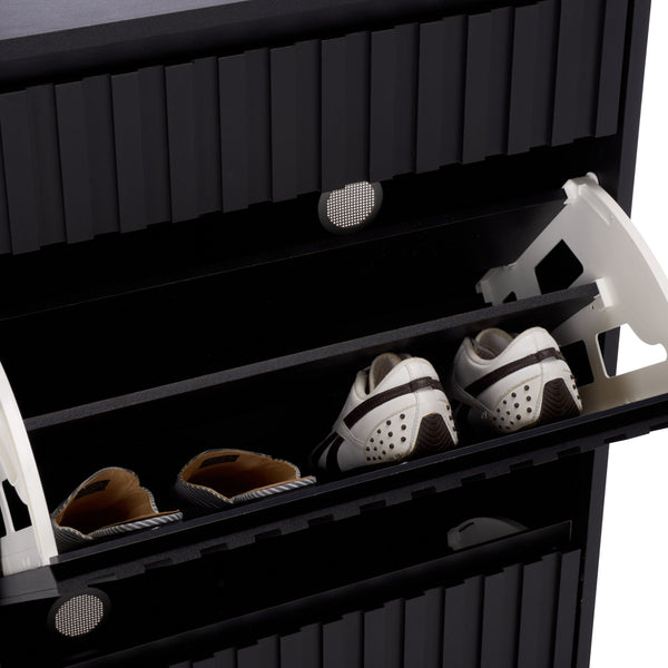 Safavieh Sohan Shoe Rack - Elegant Oak Storage Solution For Home Or Office, Stylish And Durable Design Black Pb & Mdf Stg3101b