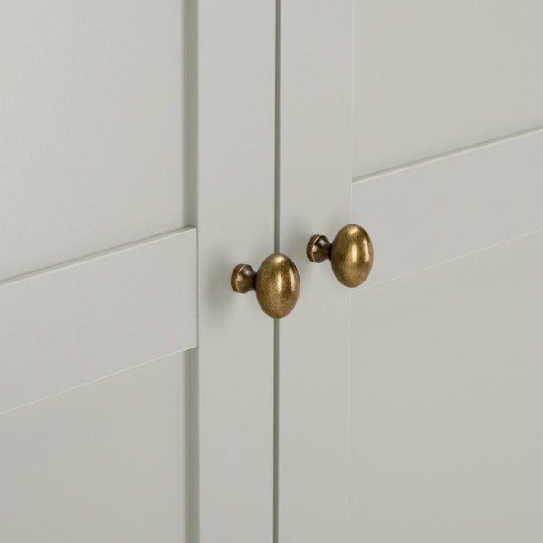 Safavieh Shafa Two Door Wardrobe with Brass Hardware Slim Tall Bedroom Storage Cabinet Gray STG3102A-2BX