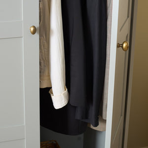 Safavieh Shafa Two Door Wardrobe with Brass Hardware Slim Tall Bedroom Storage Cabinet Gray STG3102A-2BX