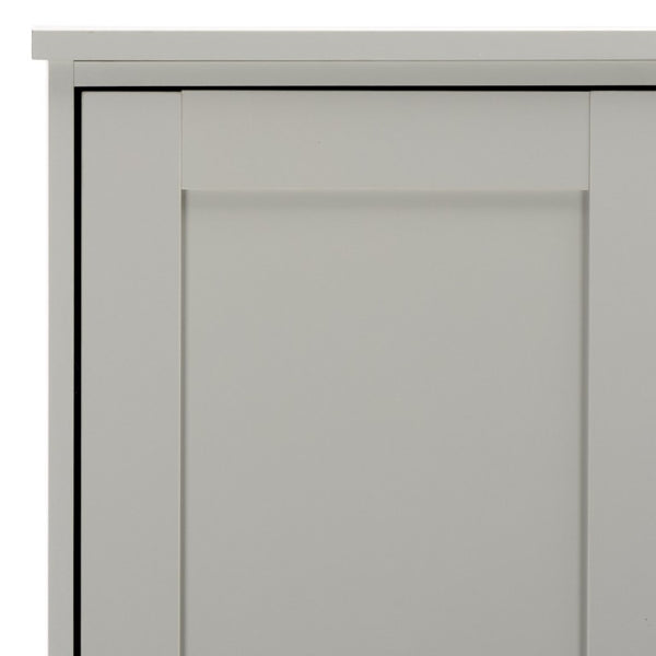 Safavieh Shafa Two Door Wardrobe with Brass Hardware Slim Tall Bedroom Storage Cabinet Gray STG3102A-2BX