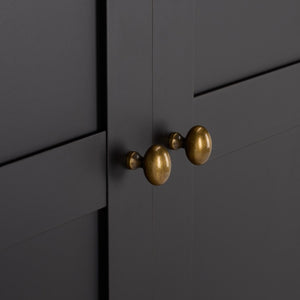 Safavieh Shafa Two Door Wardrobe with Brass Hardware Slim Tall Bedroom Storage Cabinet Black STG3102C-2BX