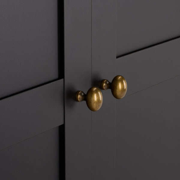 Safavieh Shafa Two Door Wardrobe with Brass Hardware Slim Tall Bedroom Storage Cabinet Black STG3102C-2BX