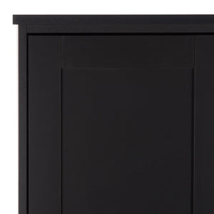 Safavieh Shafa Two Door Wardrobe with Brass Hardware Slim Tall Bedroom Storage Cabinet Black STG3102C-2BX