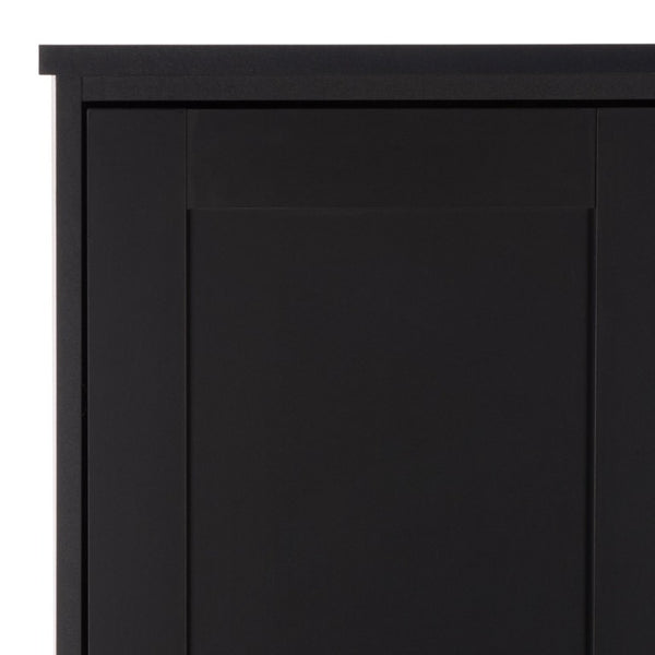 Safavieh Shafa Two Door Wardrobe with Brass Hardware Slim Tall Bedroom Storage Cabinet Black STG3102C-2BX