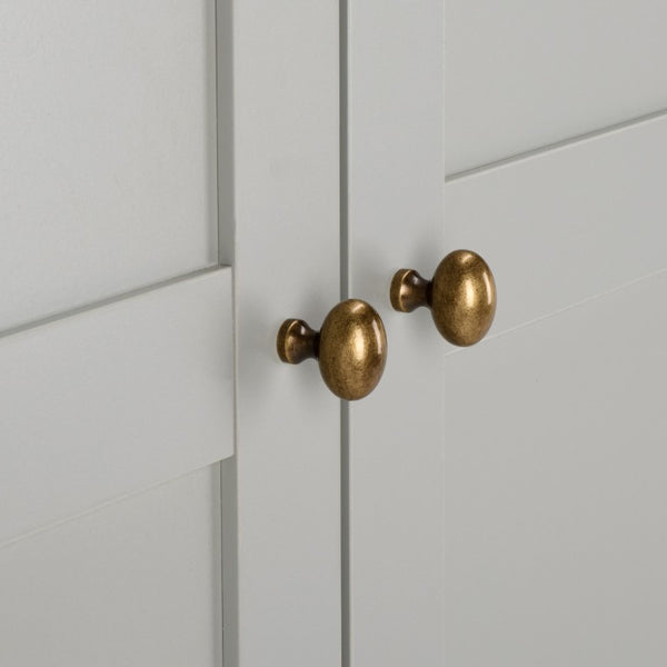 Safavieh Shafa Three Door Wardrobe with Brass Hardware Refined Storage for Modern Bedrooms Gray STG3103A-3BX