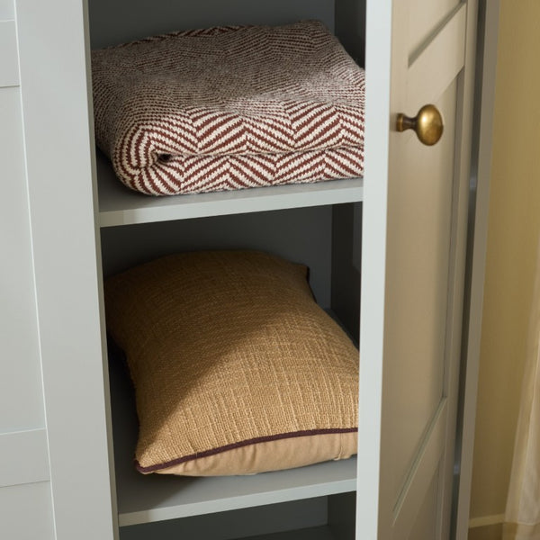 Safavieh Shafa Three Door Wardrobe with Brass Hardware Refined Storage for Modern Bedrooms Gray STG3103A-3BX