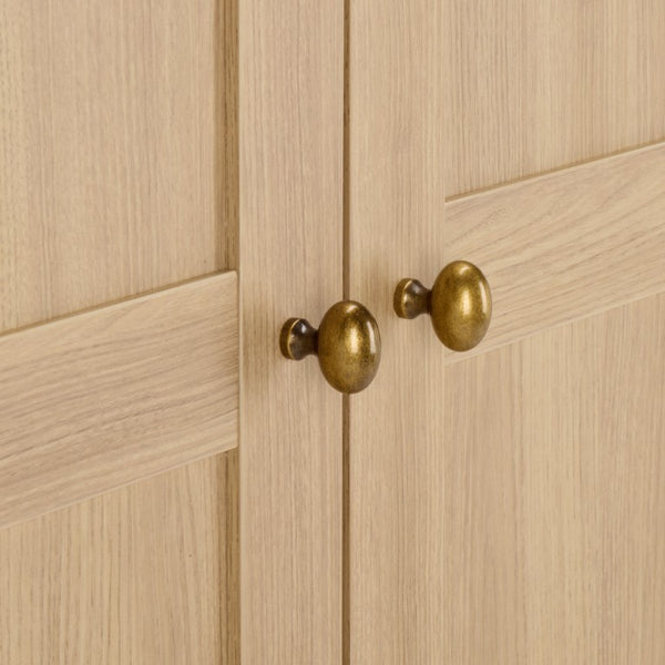 Safavieh Shafa Three Door Wardrobe with Brass Hardware Refined Storage for Modern Bedrooms Beige STG3103B-3BX