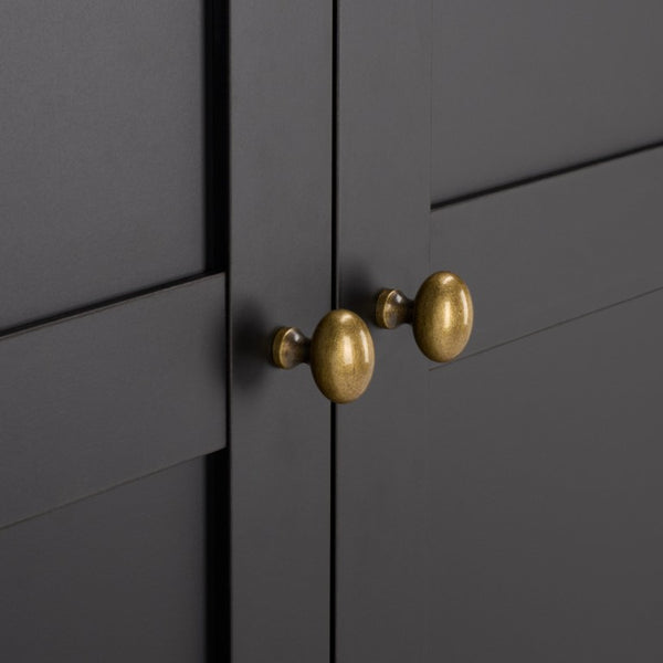 Safavieh Shafa Three Door Wardrobe with Brass Hardware Refined Storage for Modern Bedrooms Black STG3103C-3BX