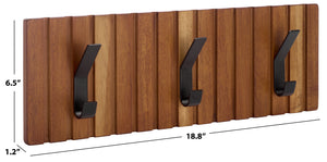Safavieh Fraizer 3 Hook Wall Mounted Coat Rack - Elegant Natural Acacia Wood For Stylish Home Organization Natural Acacia ,Black Mdf,Mahogany Veneer,Mahogany Wood Stg5000a