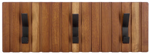 Safavieh Fraizer 3 Hook Wall Mounted Coat Rack - Elegant Natural Acacia Wood For Stylish Home Organization Natural Acacia ,Black Mdf,Mahogany Veneer,Mahogany Wood Stg5000a