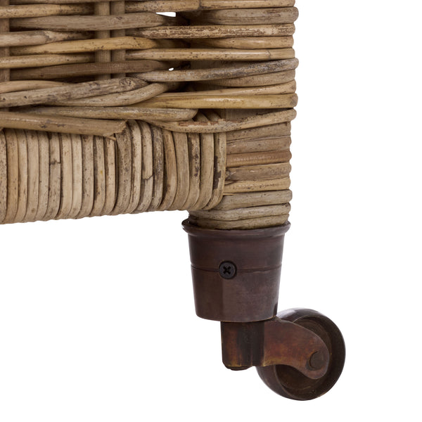 Safavieh Sanaki Natural Rattan Storage Bin With Wheels – Stylish, Functional Space Saver For Any Room Decor Natural Rattan,Wooden & Brass Wheels Stg5400a