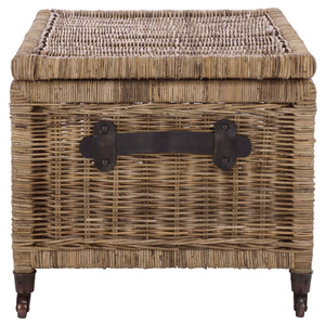 Safavieh Sanaki Elegant Storage Bin With Brass Wheels - Eco-Friendly Rattan, Versatile For Any Room Décor STG5400A