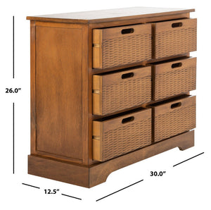 Safavieh Landers 6-Drawer Storage Unit - Stylish Organization For Home, Entryway, Or Bedroom Spaces Honey Brown STG5700C