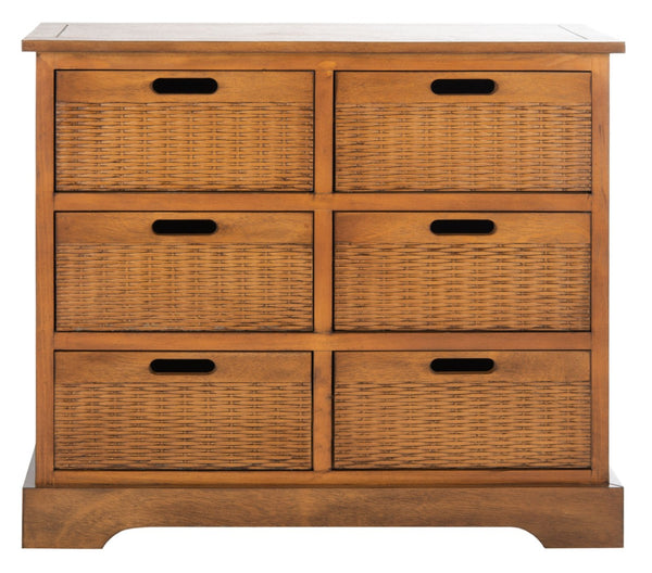 Safavieh Landers 6-Drawer Storage Unit - Stylish Organization For Home, Entryway, Or Bedroom Spaces Honey Brown STG5700C