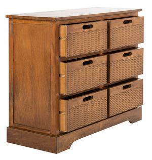 Safavieh Landers 6-Drawer Storage Unit - Stylish Organization For Home, Entryway, Or Bedroom Spaces Honey Brown STG5700C