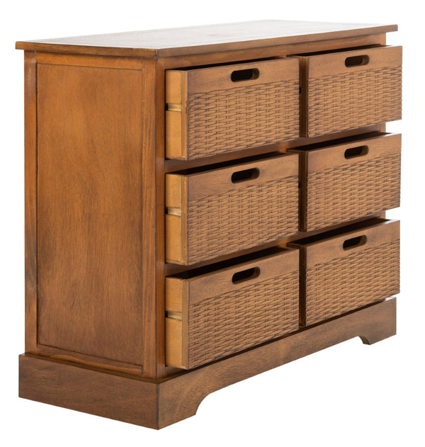 Safavieh Landers 6-Drawer Storage Unit - Stylish Organization For Home, Entryway, Or Bedroom Spaces Honey Brown STG5700C