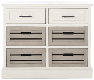 Safavieh Briar 6-Drawer Storage Chest - Farmhouse Style Organizer For Bedroom, Entryway & Closet Solutions Distressed White Frame / Greige Drawers STG5701A