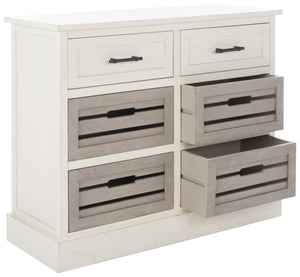 Safavieh Briar 6-Drawer Storage Chest - Farmhouse Style Organizer For Bedroom, Entryway & Closet Solutions Distressed White Frame / Greige Drawers STG5701A