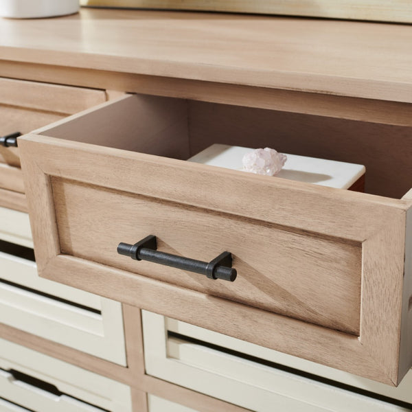 Safavieh Briar 6-Drawer Storage Chest - Farmhouse Style Organizer For Bedroom, Entryway & Closet Solutions Sand Frame / Distressed White Drawers STG5701B