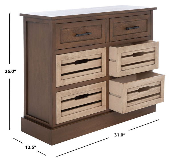 Safavieh Briar 6-Drawer Storage Chest - Farmhouse Style Organizer For Bedroom, Entryway & Closet Solutions Brown Frame / Sand Drawers STG5701D