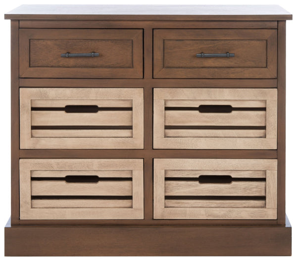 Safavieh Briar 6-Drawer Storage Chest - Farmhouse Style Organizer For Bedroom, Entryway & Closet Solutions Brown Frame / Sand Drawers STG5701D