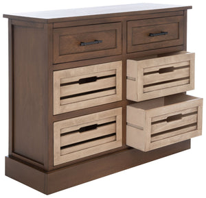 Safavieh Briar 6-Drawer Storage Chest - Farmhouse Style Organizer For Bedroom, Entryway & Closet Solutions Brown Frame / Sand Drawers STG5701D